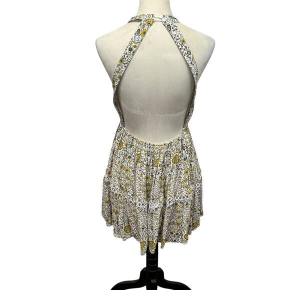 Boho Festival Halter Mini‎ Dress Abel The Label Open Back Floral XS - Picture 4 of 7